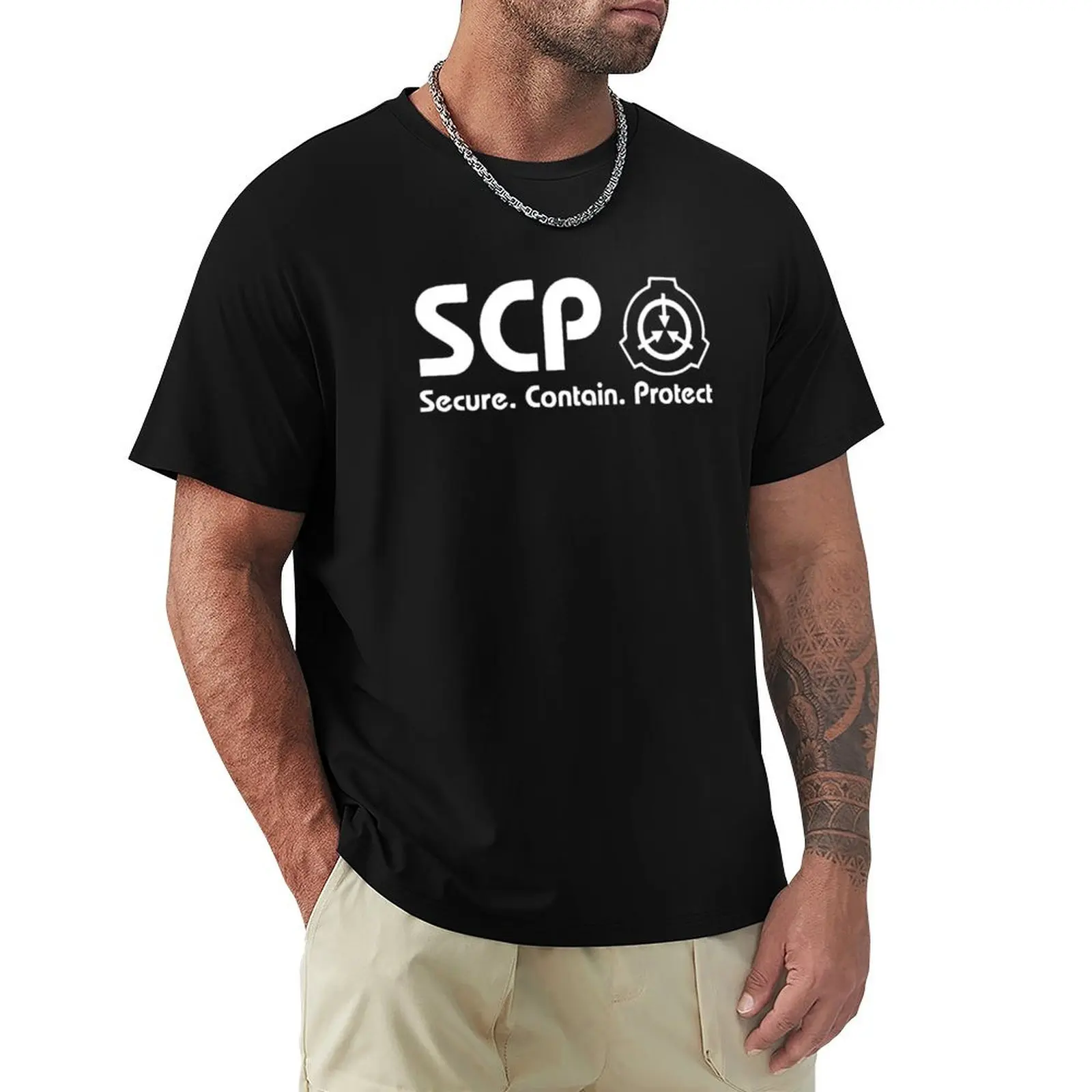 

SCP Foundation Logo Merchandise T-Shirt Big and Tall Basic Tee Shirt