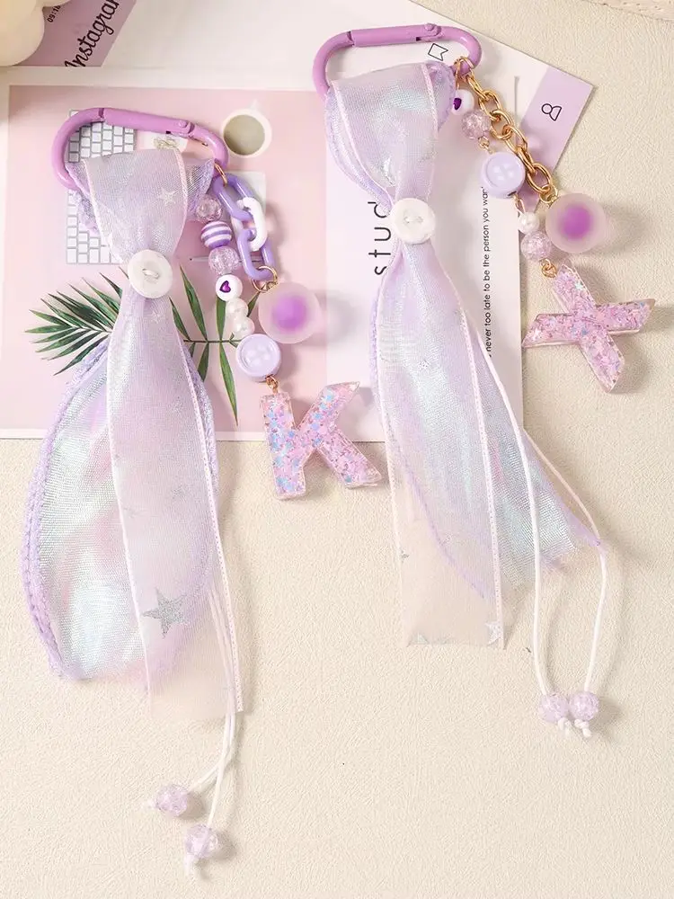 Aihua Hübsche Satin-Schleifenanhänger für Taschen, Modische Kreative Initialen-Buchstaben-Anhänger, Schlüsselanhänger, Handtaschen-, Rucksack- und Hosen-Dekoration, Geschenke – Detail 2