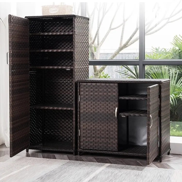 Home rattan woven shoe cabinet, courtyard storage cabinet, waterproof and sunproof storage cabinet, drawer miscellaneous