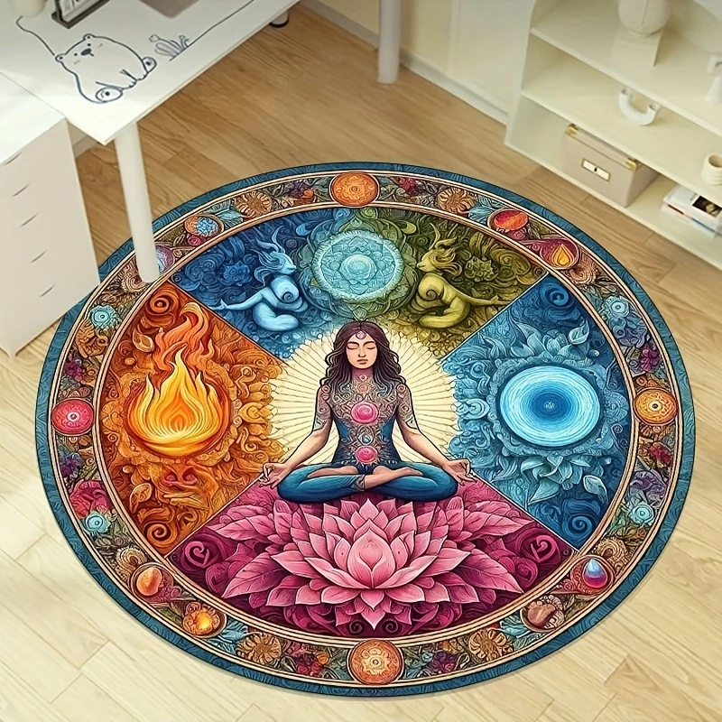 Meridian Water Fire Lotus Yoga Girl Meditation Carpet For Home Living Room Bedroom Yoga Mat Balcony Travel Floor Mat Carpet