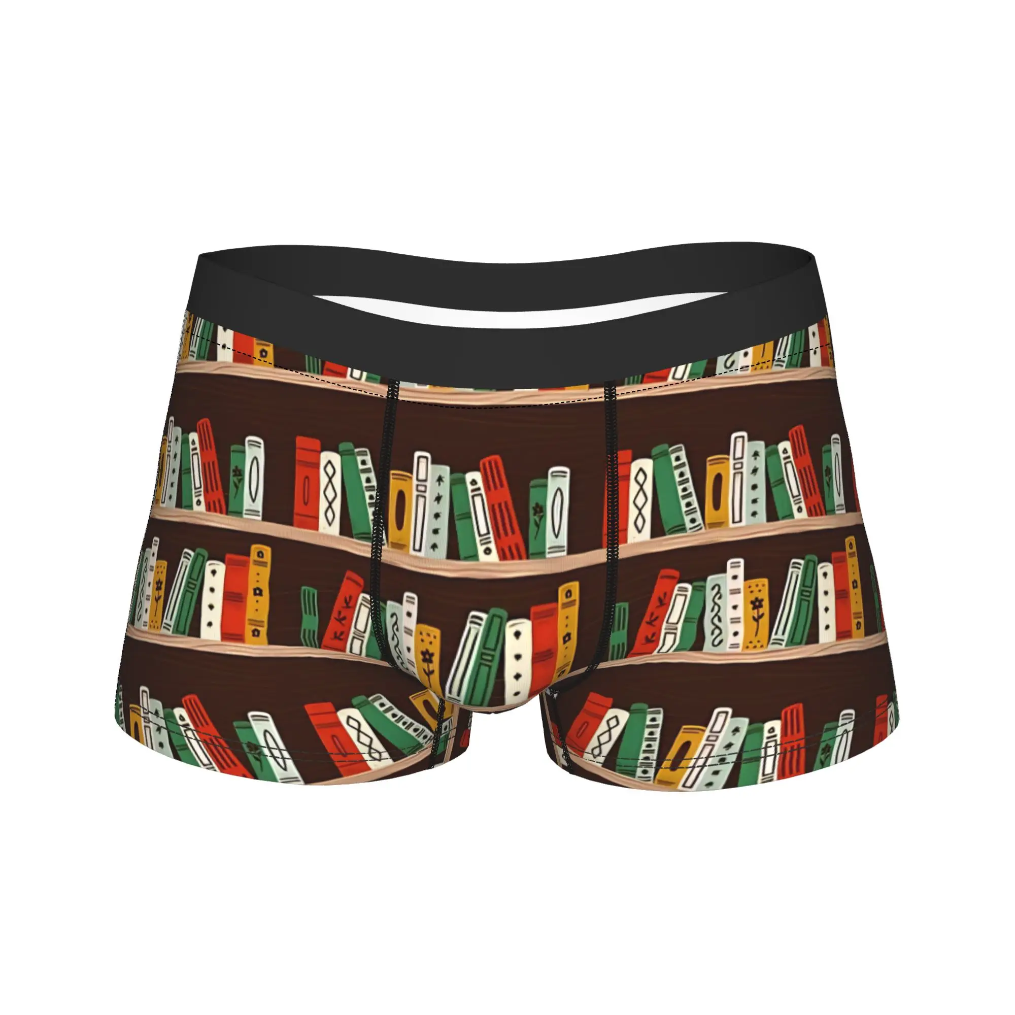 Retro-Bücherregal-Design Unterwäsche Herren-Shorts Slips Neuartige Boxershorts Hochwertige Muster Übergrößen-Unterhosen