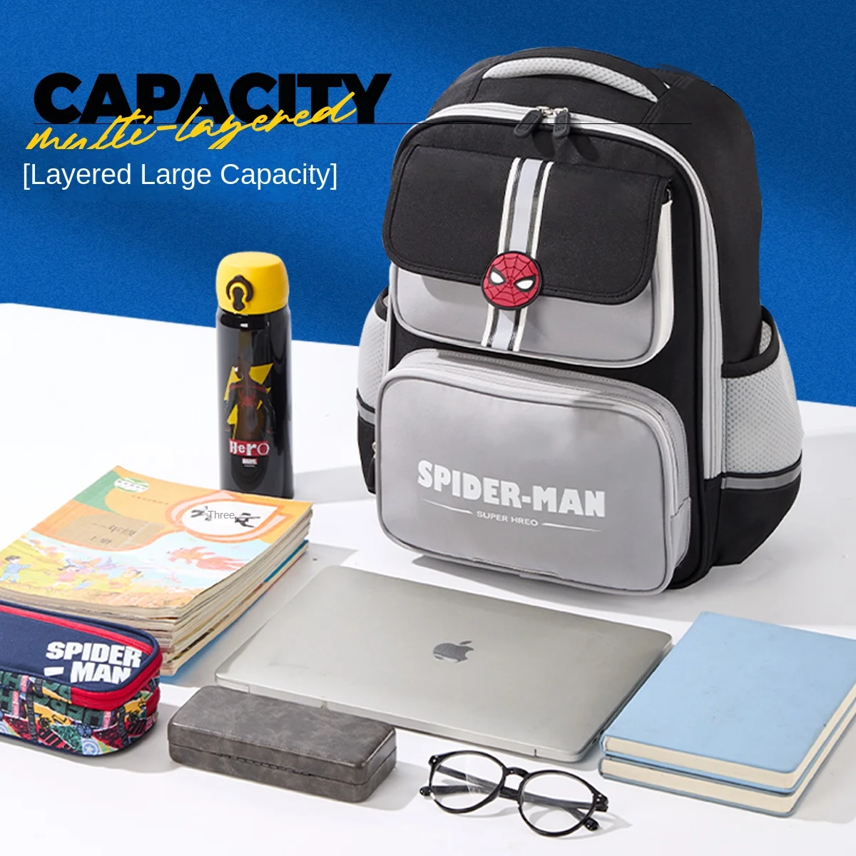 حقيبة مدرسية ديزني مارفل للأولاد والبنات من الصف 1 إلى 4 سبايدر مان لوتسو حقيبة ظهر لتقويم العظام للطلاب الأساسيين خفيفة Mochilas