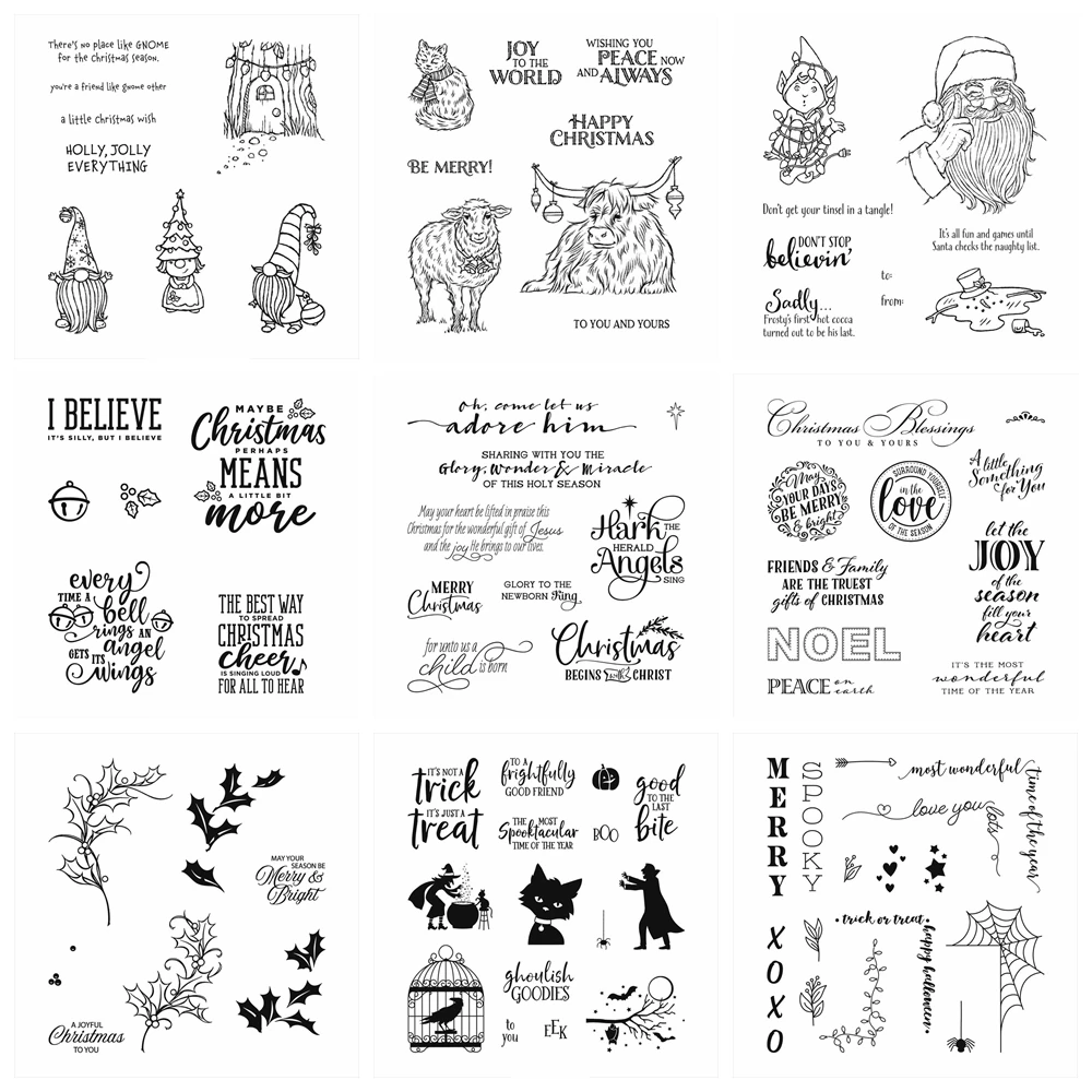 Christmas Means More Clear Stamps Halloween Joyful Holly Sentiments Transparent Silicone For DIY Scrarpbooking Card Craft Making