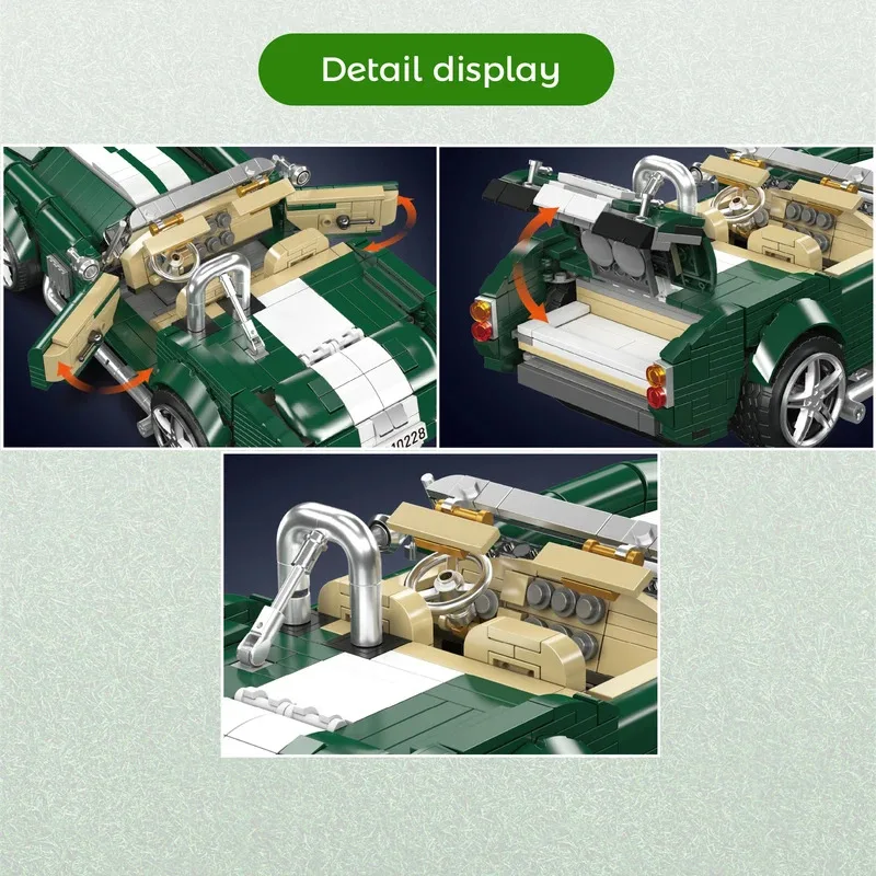モールドキング 10228 ACコブラ 組み立てブロック クラシックコンバーチブルスポーツカー レトロビンテージカーモデル デスクトップオーナメント キッズトイギフト
