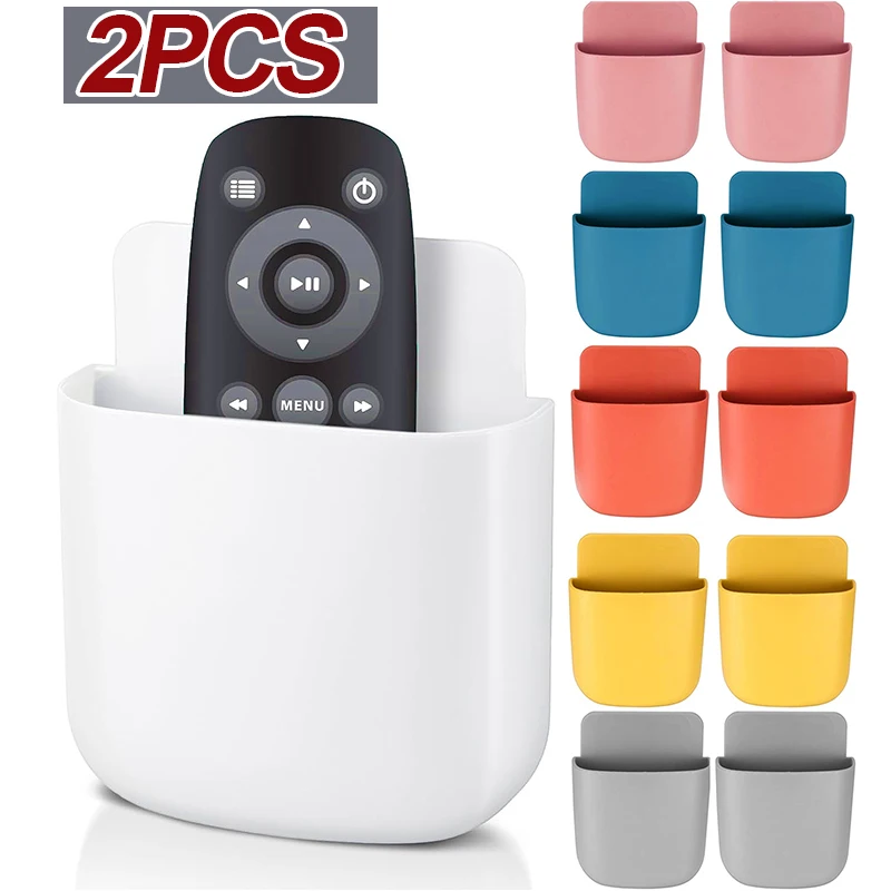 

2PCS Wall Mounted Storage Box Mobile Phone Plug Holder Stand Rack Remote Control Storage Organizer Case For Air Conditioner TV