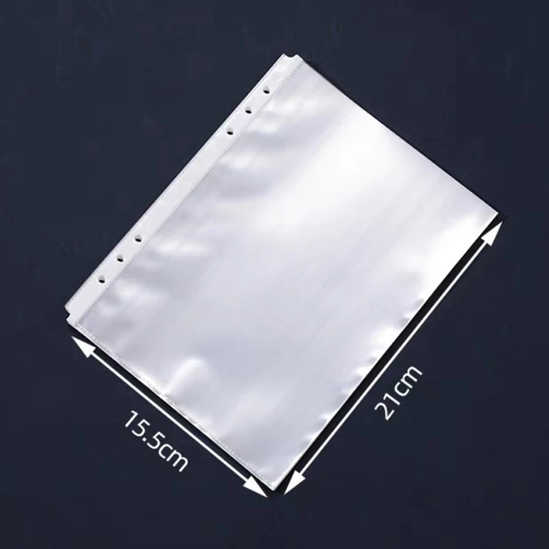 50pcs A5 Transparent Loose-Leaf Notebook Sheet Protectors Organizer Document File Bag Collect Book Card Photo Storage Pockets
