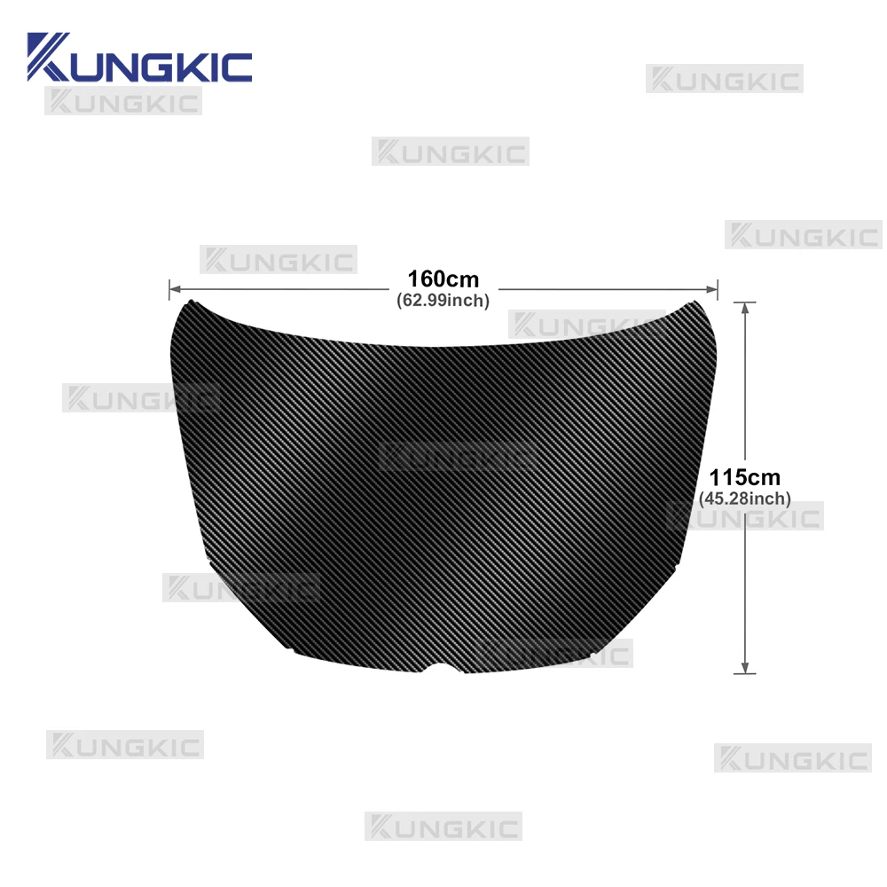 For Volkswagen Golf R 2014-2017 TPU Gloss Black Carbon Fiber Pattern Hood Wrap Sticker 1Pcs Car Exterior Engine Protection Film