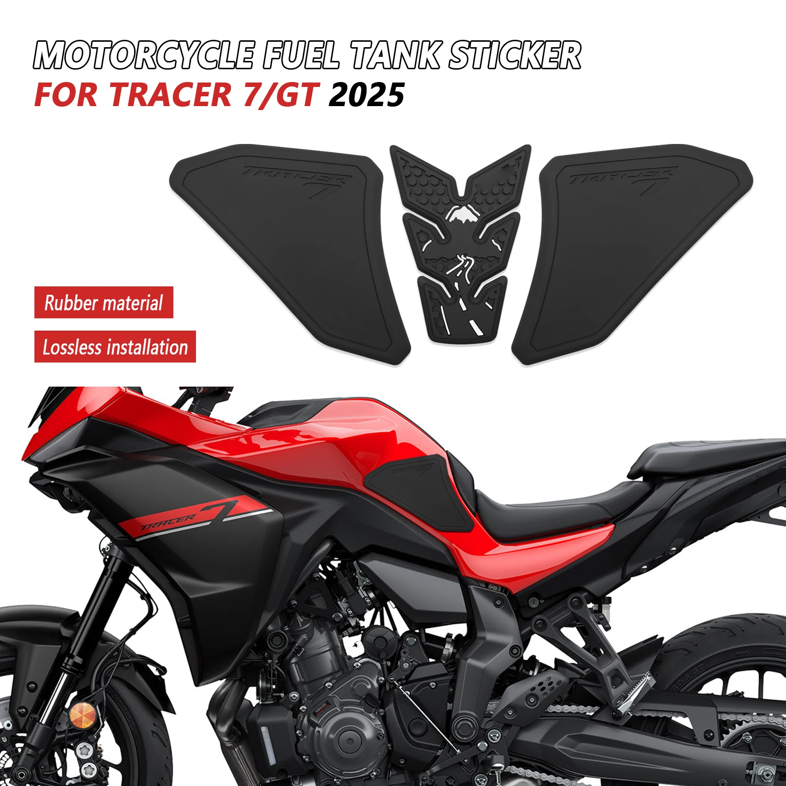 

Аксессуары для мотоциклов YAMAHA TRACER 7/GT Tracer7 GT 2025, нескользящие боковые наклейки на топливный бак, накладка на бак, резиновая защитная накладка