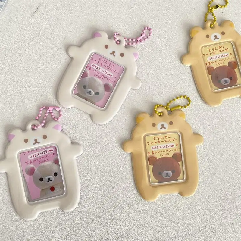 New Kawaii Cute Rilakkuma Id Photo Card Holder Cartoon Pendant Bag Accessories Creative Cute Anime Decoration Gift for Girls