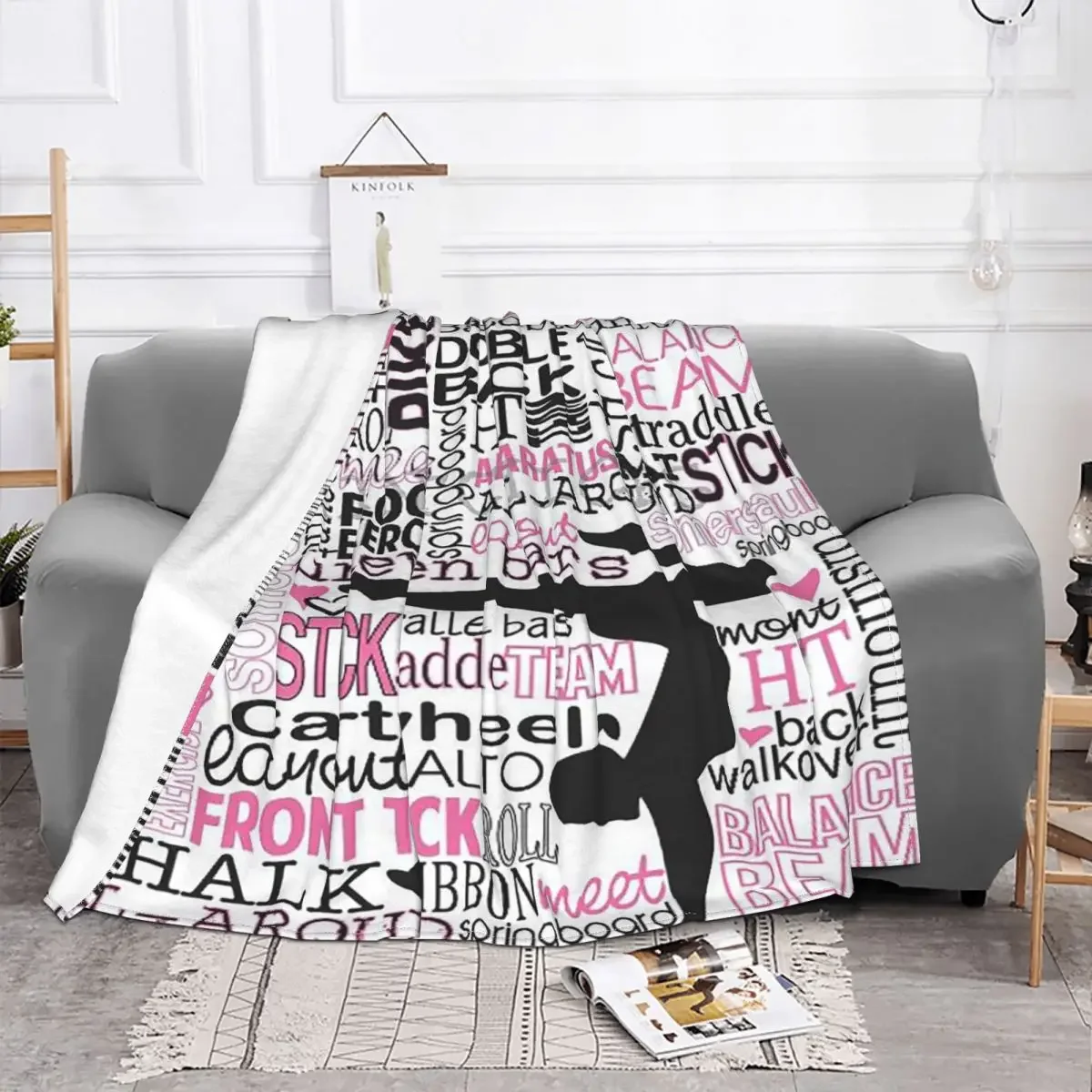 

Baby Blankets I Love Gymnastics Plaid Sofa Cover Cartoon Fleece Winter Collage Warm Throw Blankets for Bedding Bedroom Bedspread