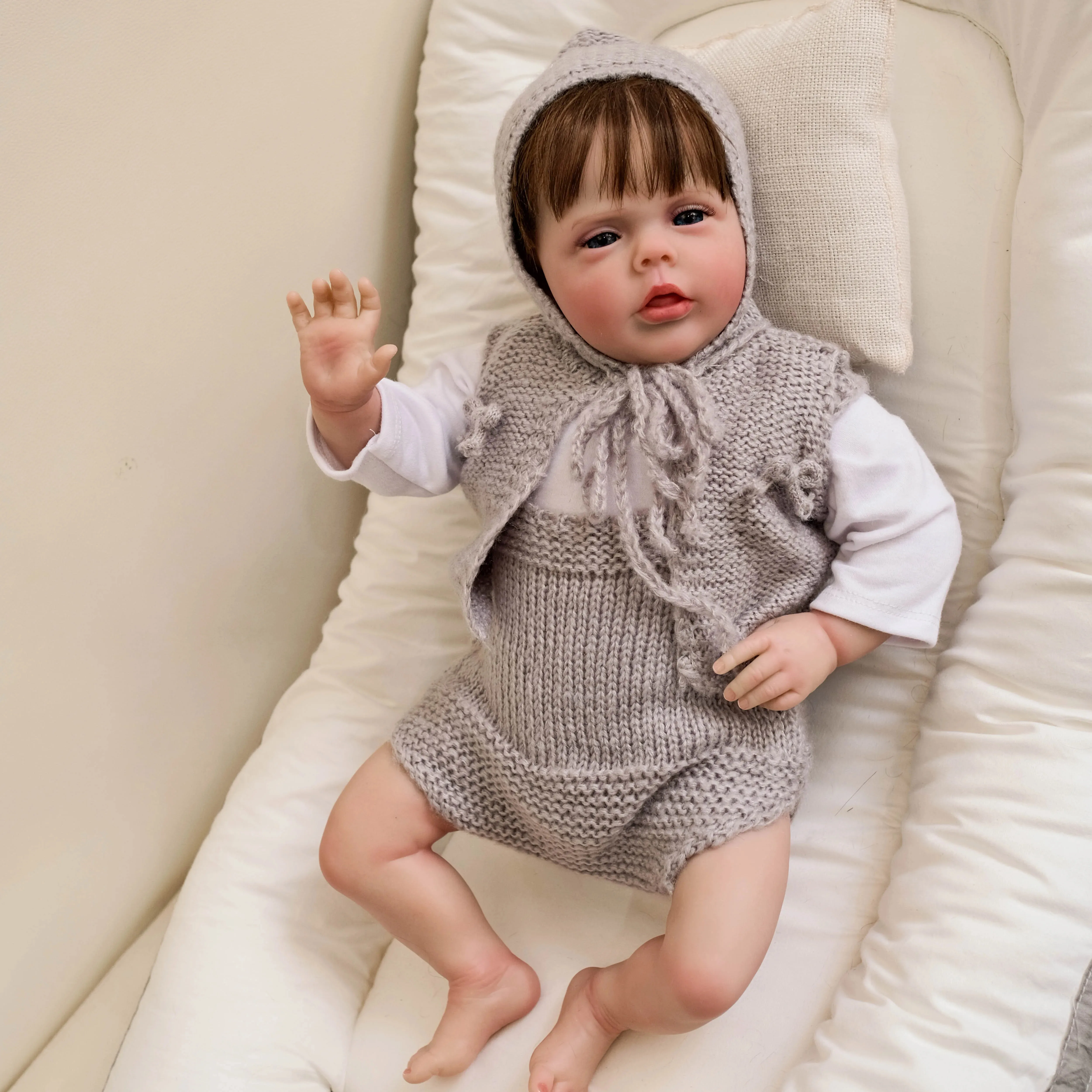 20inch Sherry  Already Painted Lifelike Reborn Doll Soft Touch 3D Skin Visible Veins With Hand Root Hair Baby