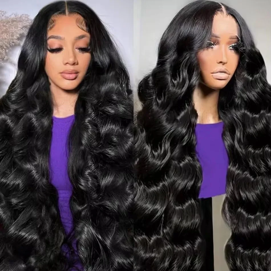 13x4 Transparent HD Body Wave Lace Frontal Wigs Brazilian Human Hair 24 32 Inch 200% Density Pre Plucked Natural Hairline Lace Front Wig