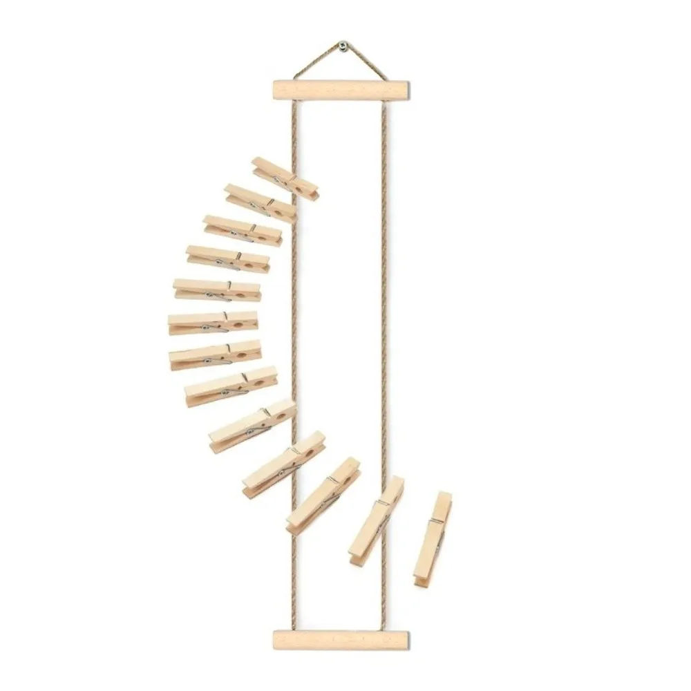 Nordic Style Hanging Photo Display Minimalist Handcrafted Wooden Hanging Photo Clip with Clips Decorative Wall Decoration Frame