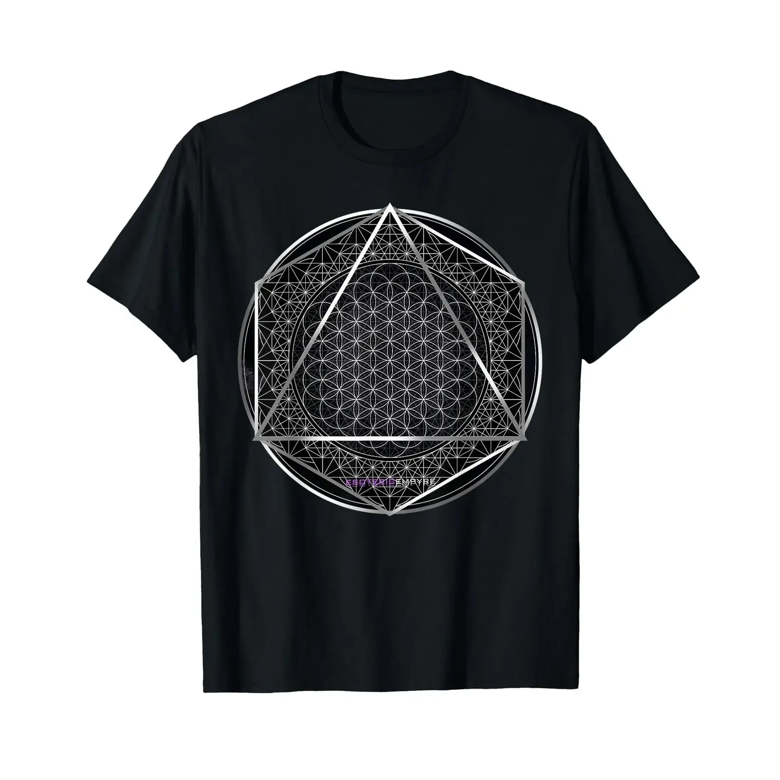 Flower of Life Sacred Geometry Circular Hexagon Geometric T Shirt vintage Washed streetwear Stylish designer clothes Versatile