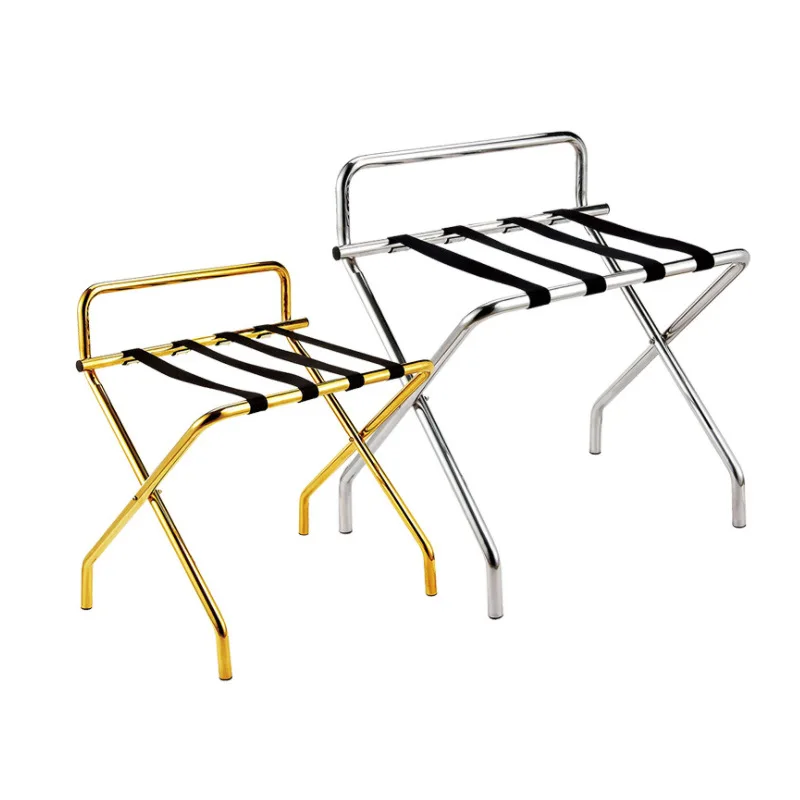 Stainless steel titanium luggage rack, hotel hotel foldable luggage rack, room hanger, household rack