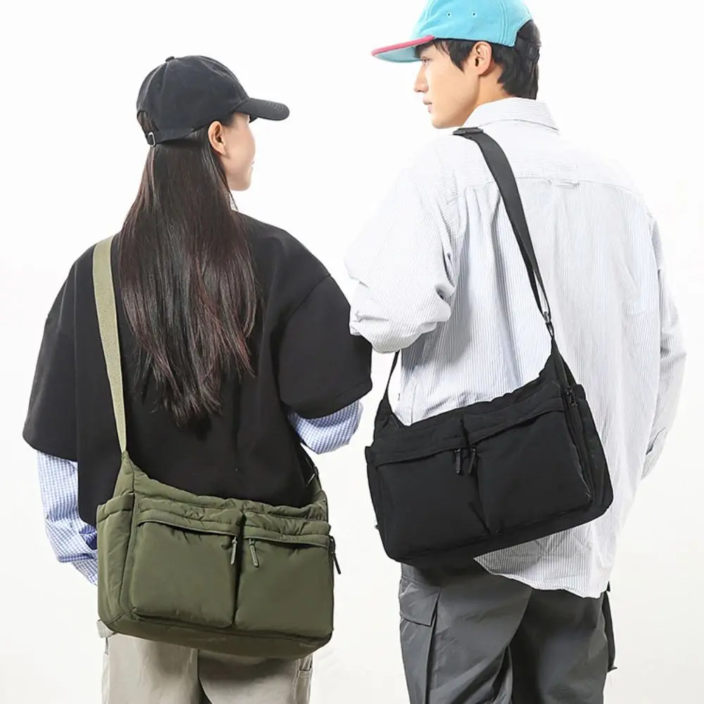 

Zipper Large Capacity Nylon Crossbody Bag Harajuku Multiple Pockets Men Shoulder Bag Zipper Pouch Casual Computer Bag Outdoor