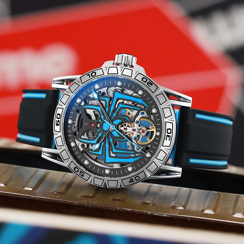 Dulunwe Fashion Tourbillon Men Wristwatch Spider Dial Waterproof Luminous Man Watch Automatic Mechanical Men's Watches