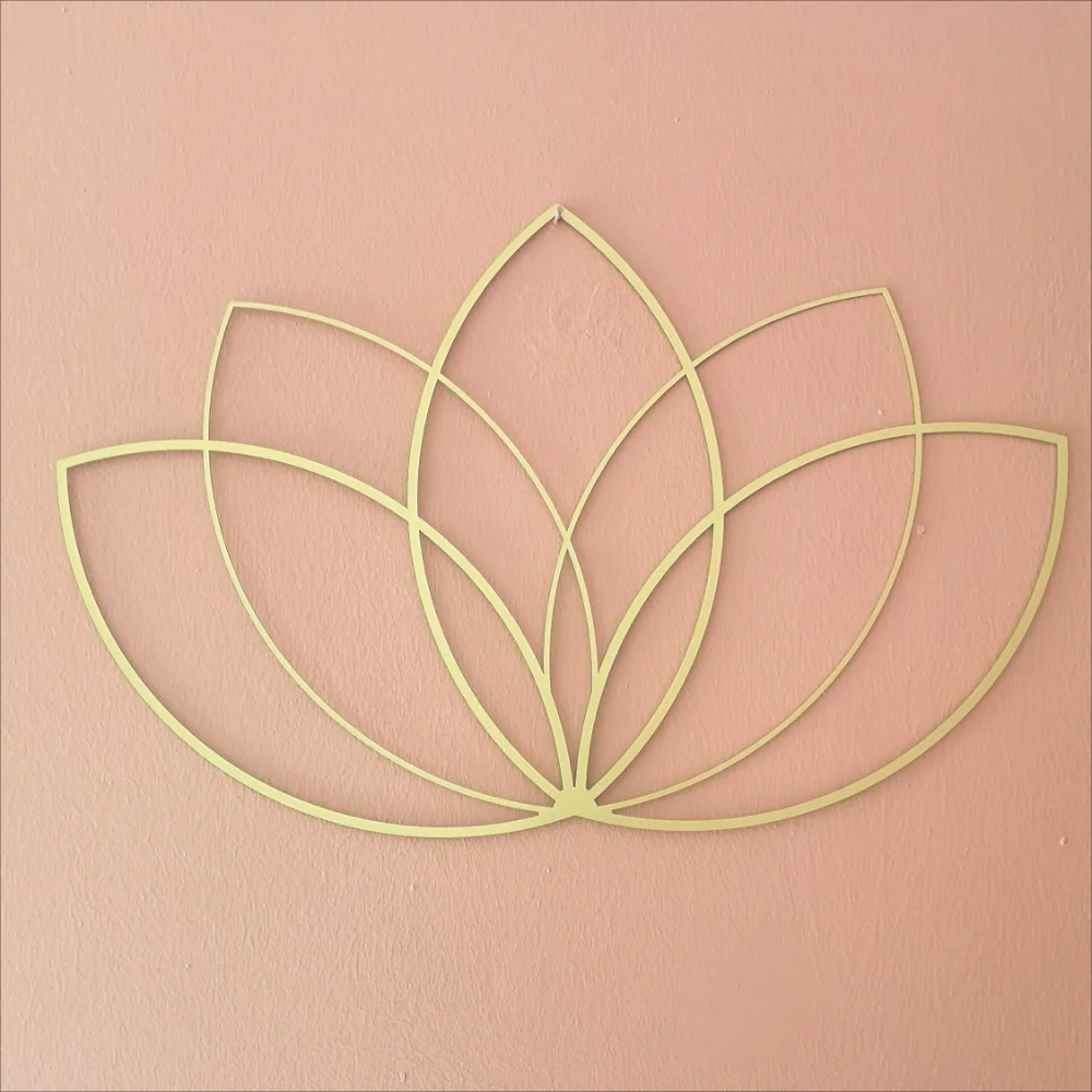 1-częściowa dekoracja ścienna Lotus Gold, metalowa grafika ścienna, prezent dla nauczyciela jogi, dekoracja kwiatu lotosu, nowoczesny wystrój salonu, wystrój nad łóżkiem