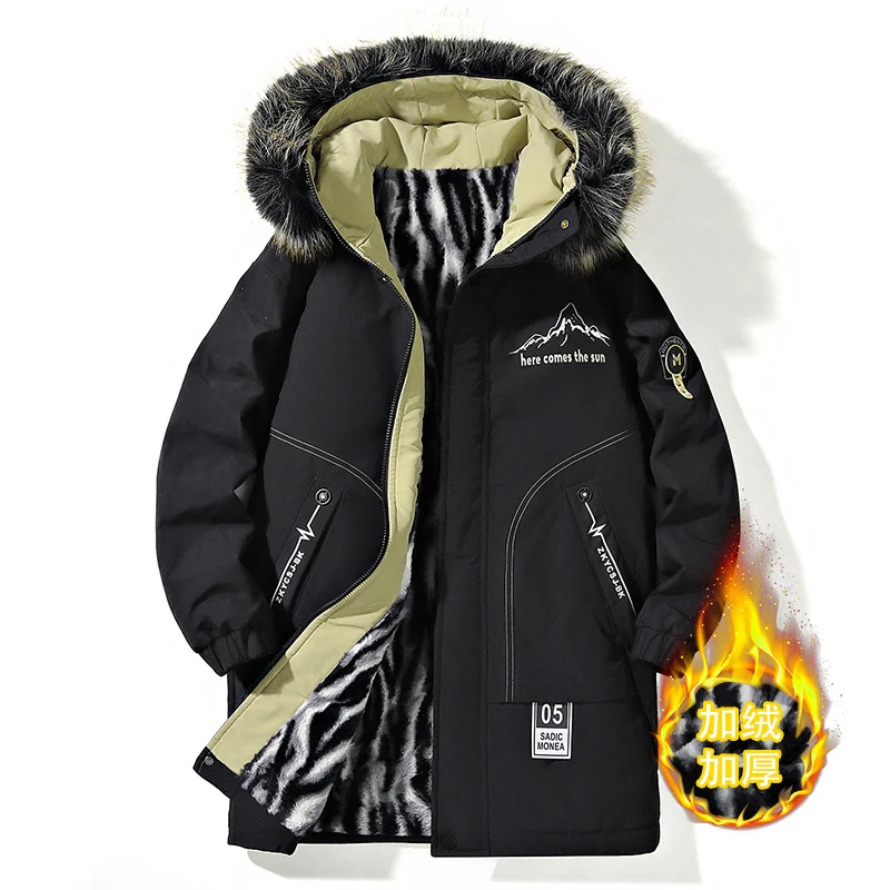 

2025 Winter New Men's High Quality Fashion Medium to Long Length Casual Thick Hooded Cotton Jacket for Cold Protection and Warmt