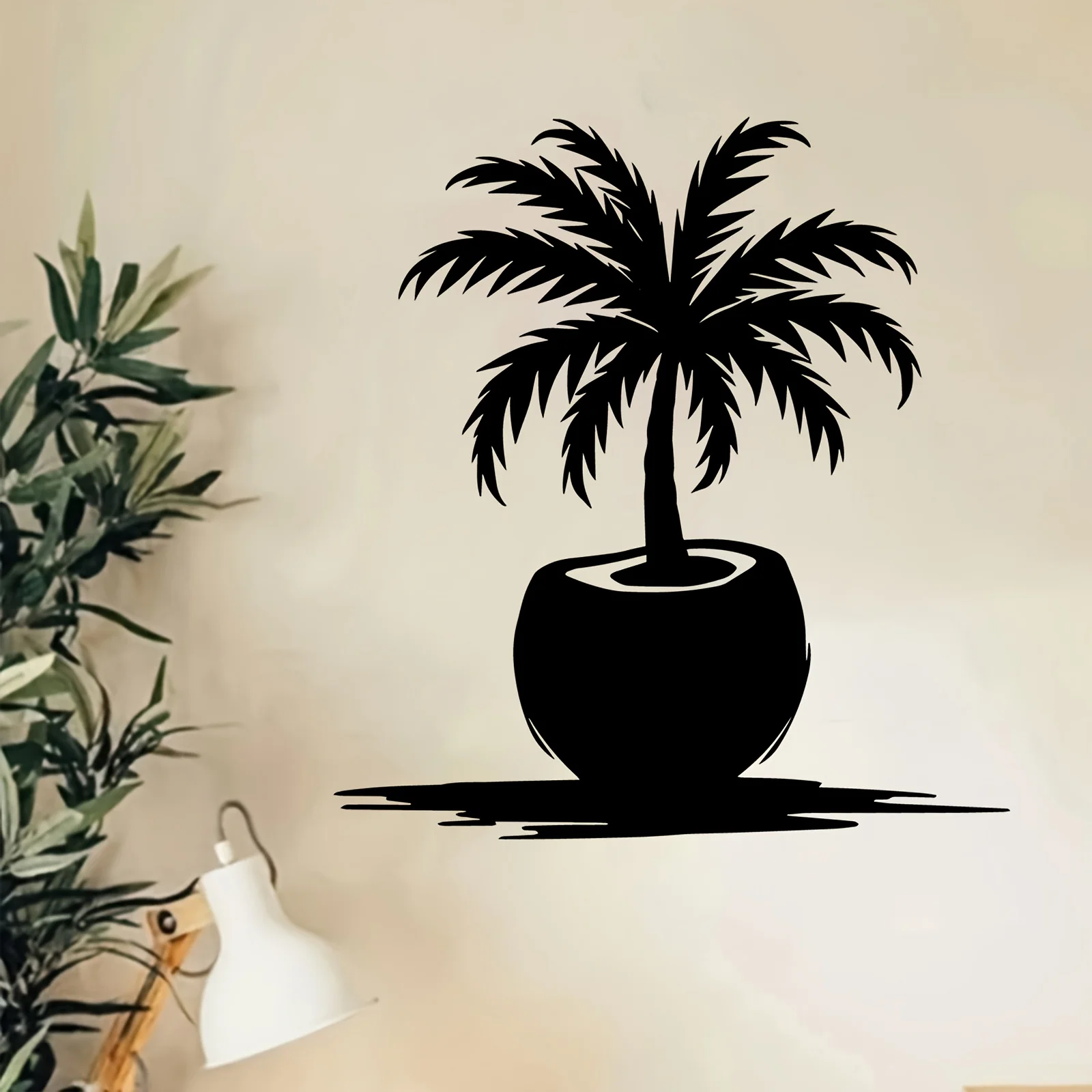 CIFbuy Metal Wall Art Coconut Palm Tree Iron Sign Rustproof Weatherproof Flat Ornament For Patio Garden Fence Decor 8x12 Inch