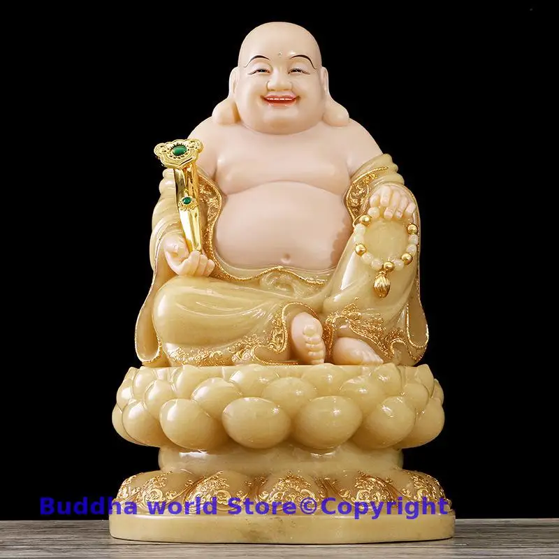 

Southeast Asian High grade Jade Maitreya Buddha God of Wealth worship Gods statue home decor shrine altar GOOD LUCK protection