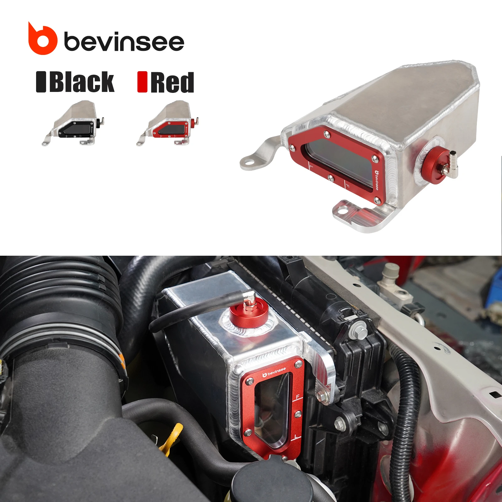 

BEVINSEE Алюминиевый переливный бак охлаждающей жидкости с крышкой для Toyota 4Runner 2010-2024, замена на 16470-31050