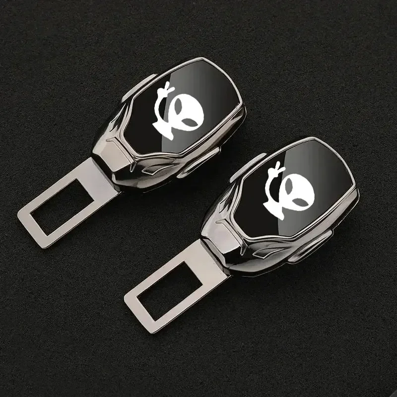 Metal Alien Car Logo Car Seat Belt Extender Plug Extender Safety Seatbelt Lock Buckle Plug Converter Clip Accessories