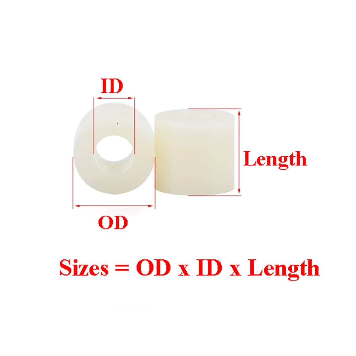 M8 M10 M12 M14 M16 M18 M20 White ABS Isolation Pillar Non-Threaded Hollow Nylon Bushing Round Standoff Washer PCB Support Spacer
