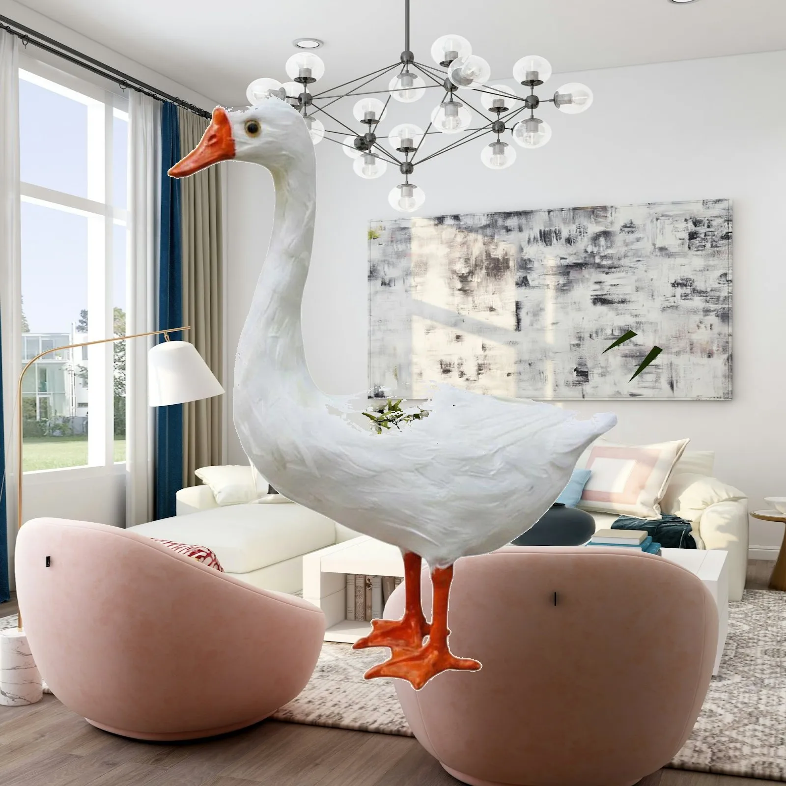 Feathered Goose Decoration for Shelves Mantels Nature Themed Home Accent and Bird Lover Gift