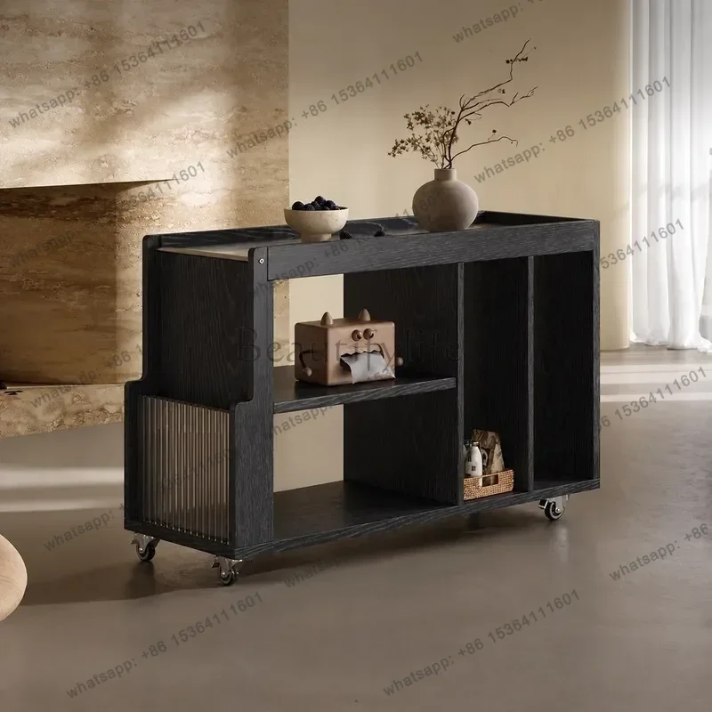 Best Sellers Nordic Retro Style Living Room Coffee Table Bedroom Storage Solid Wood Creative Trolley Sofa Corner Table