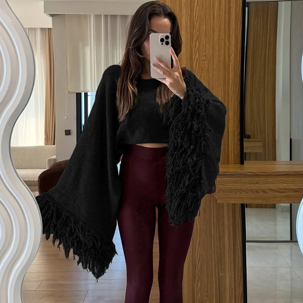 

Tuularose Fashion Oversized Sweater Fashion Solid Fleece Patchwork New Autumn Winter Sweater 2026 Chic Streetwear Women Pullover