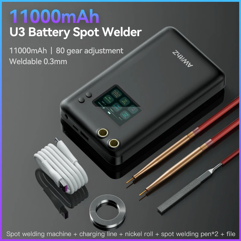 

Battery 0.35MM Spot Welder 7500/11000mAh Mini Spot Welding machine with 80 Gears Adjustable Portable Spot Welding Pens Nickel