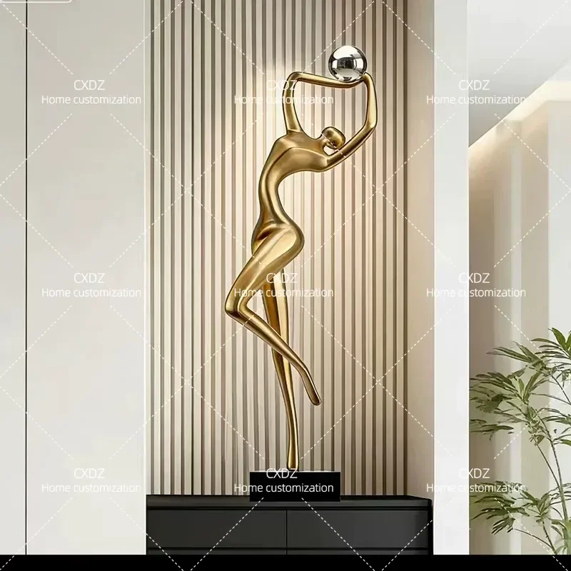 Simple Modern Figure Sculpture Light Luxury Floor Ornament for Living Room Study Entrance Home Decor Housewarming Gift