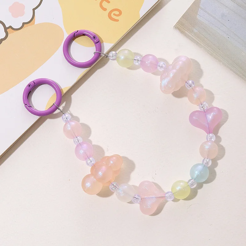 Acrylic candy colored phone chain DIY pearl cloud phone case pendant