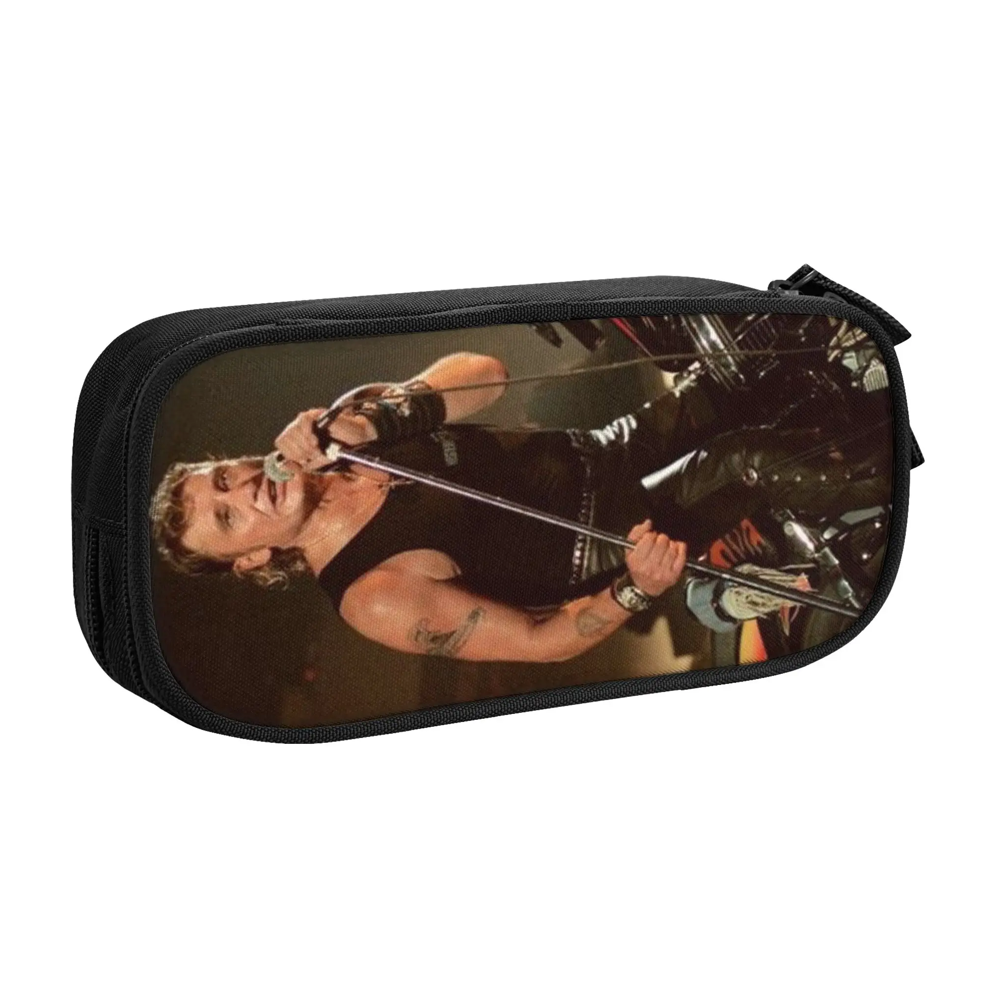 Cute Johnny Hallyday Motorcycle Pencil Case for Boys Girls Big Capacity French Rock Singer Pencil Bag School Accessories