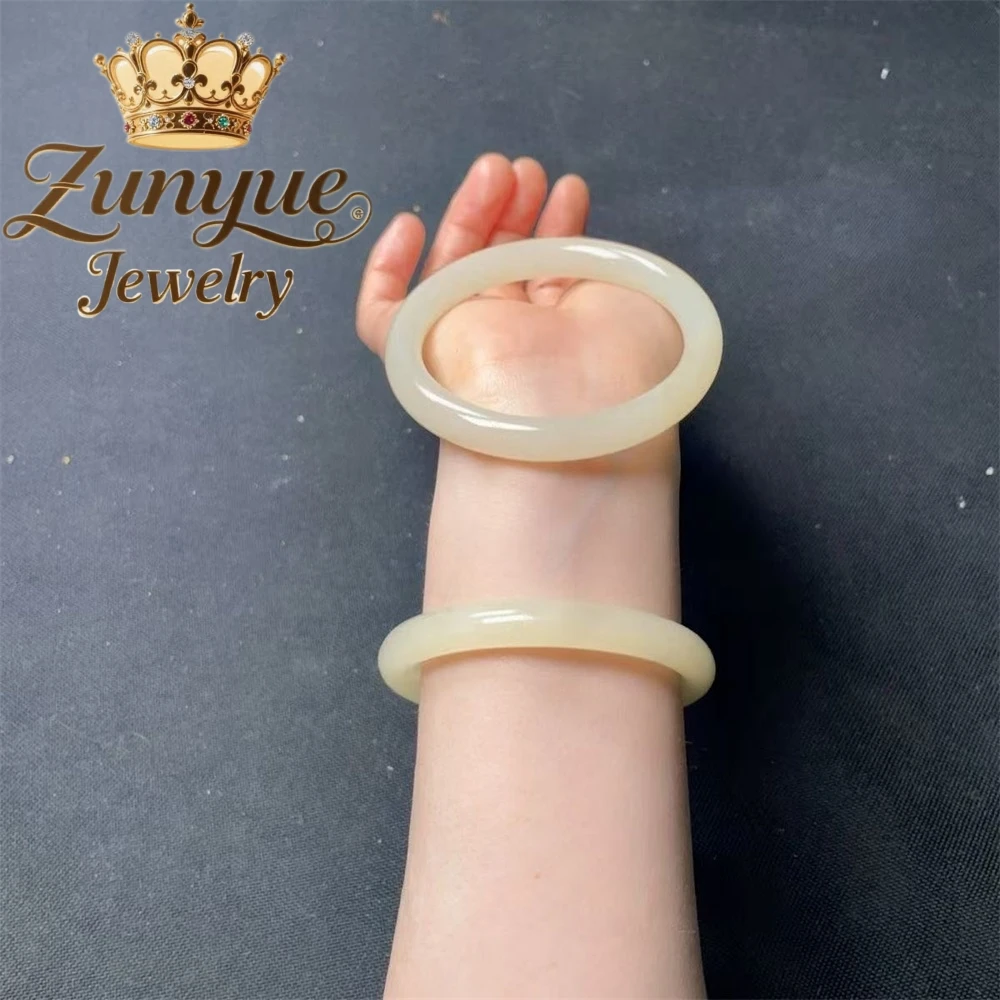 Pure Natural Hetian Jade Honey Water Round Bar Jade Bracelet Is Lustrous And Fine Luxury Quality Jewelry Fashion Elegant Jewelry