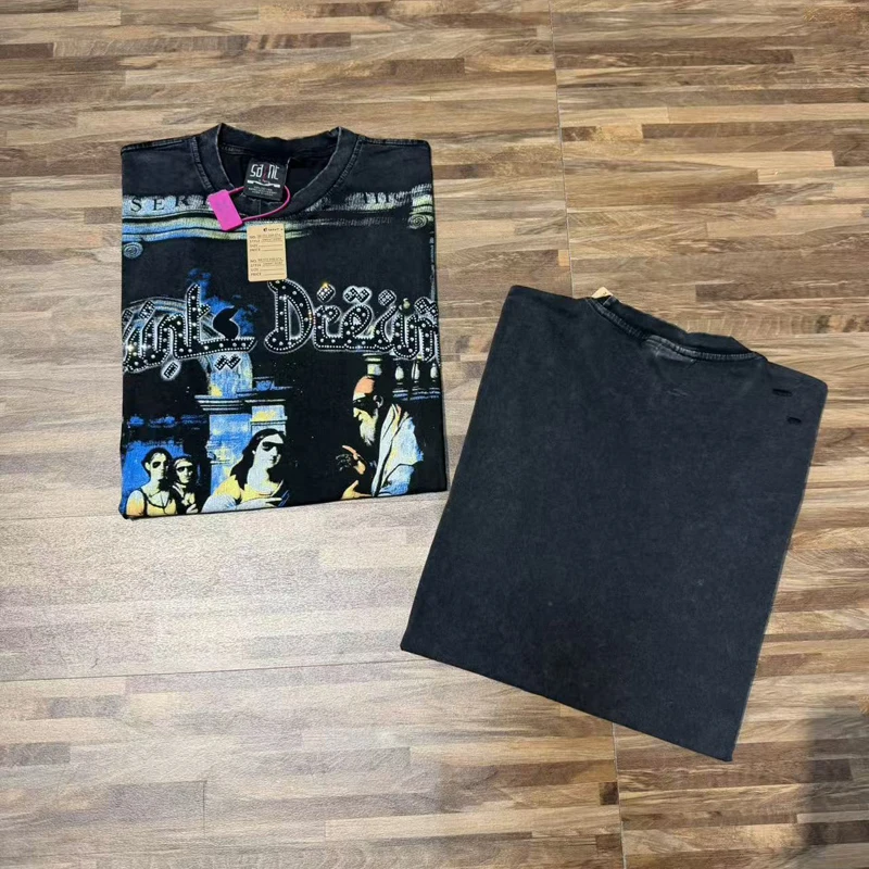 New SAINT T-shirt Summer High Street Fashion Washing Craft Hip Hop Street Wear SAINT Men's Clothing