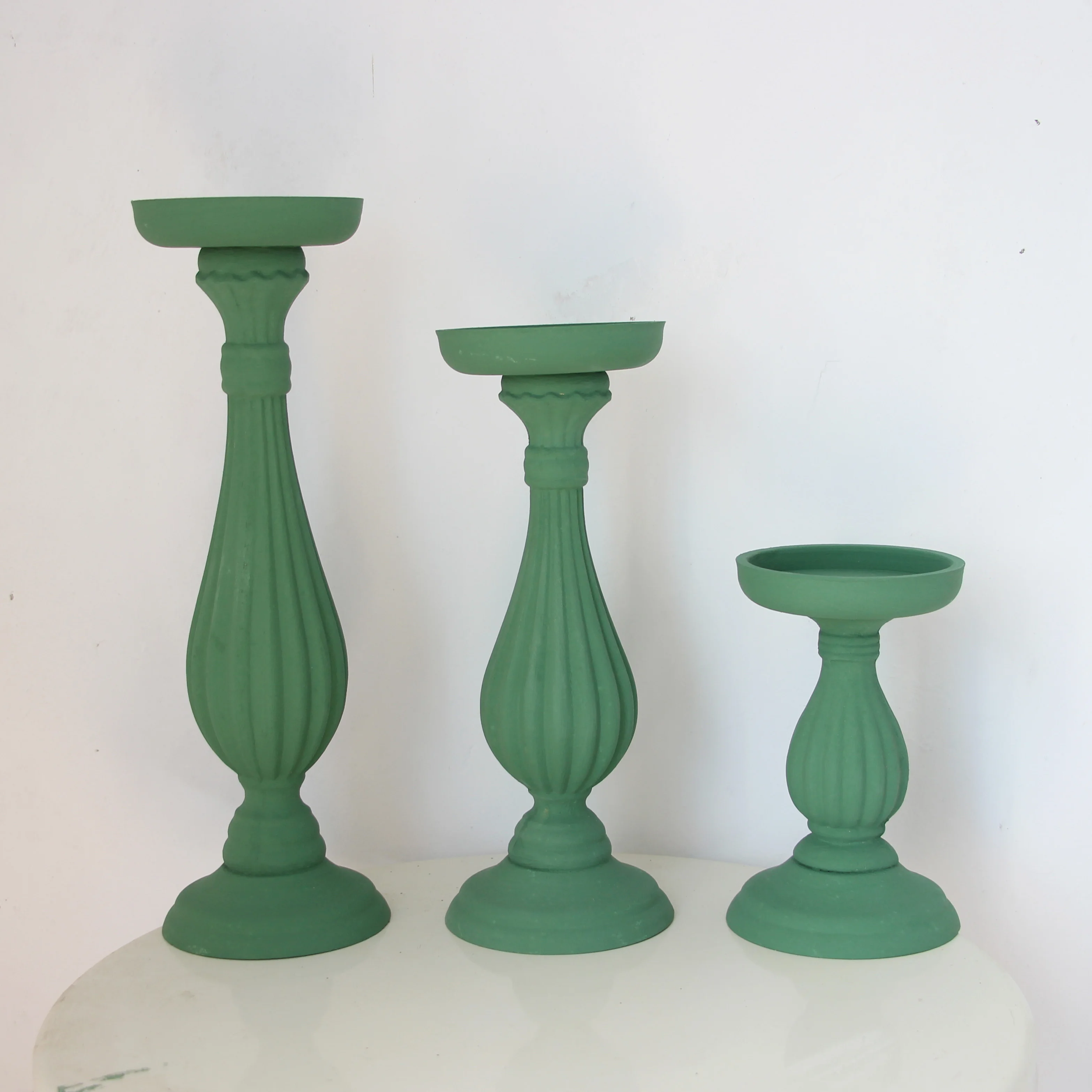 Green Colorful Candelabrum Wooden Candlestick Tray Candle Holder Handmade Table Desktop Decoration Rustic Wedding Holiday Decor