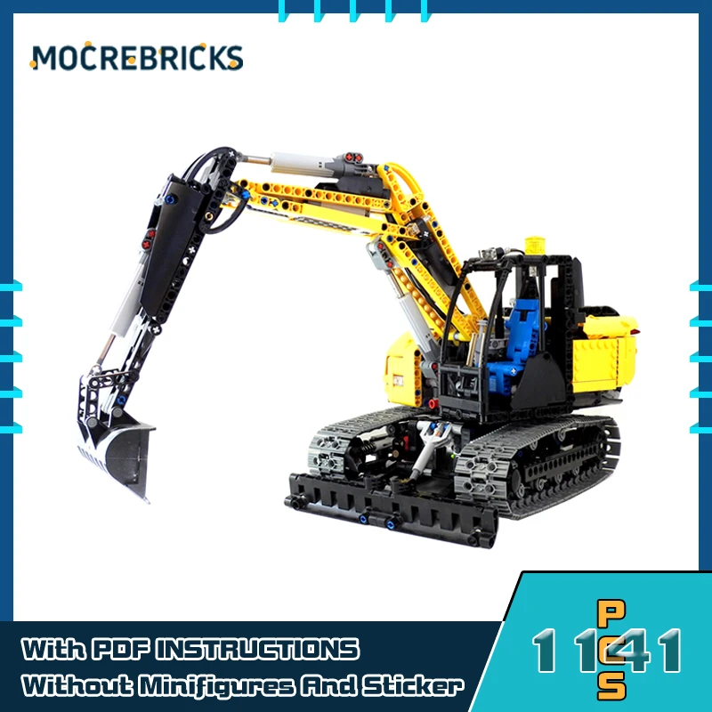 MOC-15185 Classic Engineering Vehicle Fully Automatic Excavator Building Blocks Model Technology Toy Bricks Children Puzzle Gift