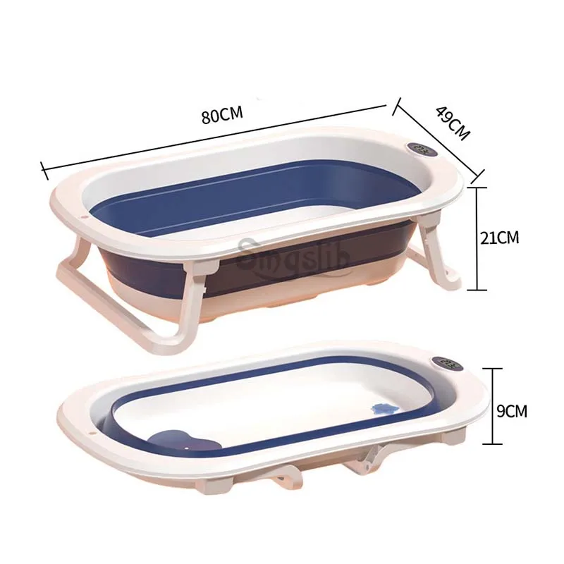 Foldable Baby Bathtub With Thermometer Bath and Shower Baby Bathtubs Bath Tub Bath Bucket Folding Bath Children Folding Bathtub