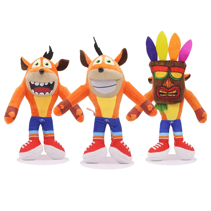 28cm New Crash Bandicoot Crazy Trilogy Series Plush Toy Doll, Room Decoration Gift, Cute Children's Birthday and Christmas Gift