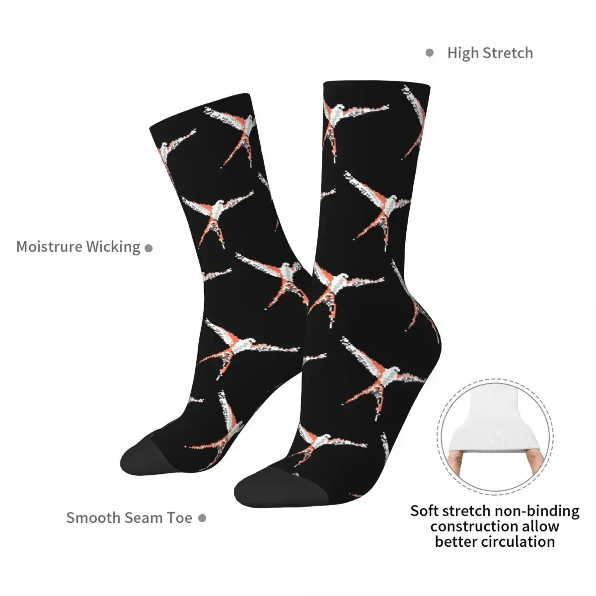 Wingspan Pixel Design - Board Game Inspired Graphic - Tabletop Gaming Socks Harajuku Super Soft Stockings All Season Long Socks