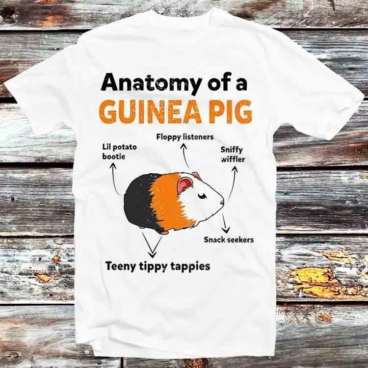 Anatomy Of A Guinea Pig Cute Pet T Shirt Vintage Retro Cool Cartoon Anime Top B510