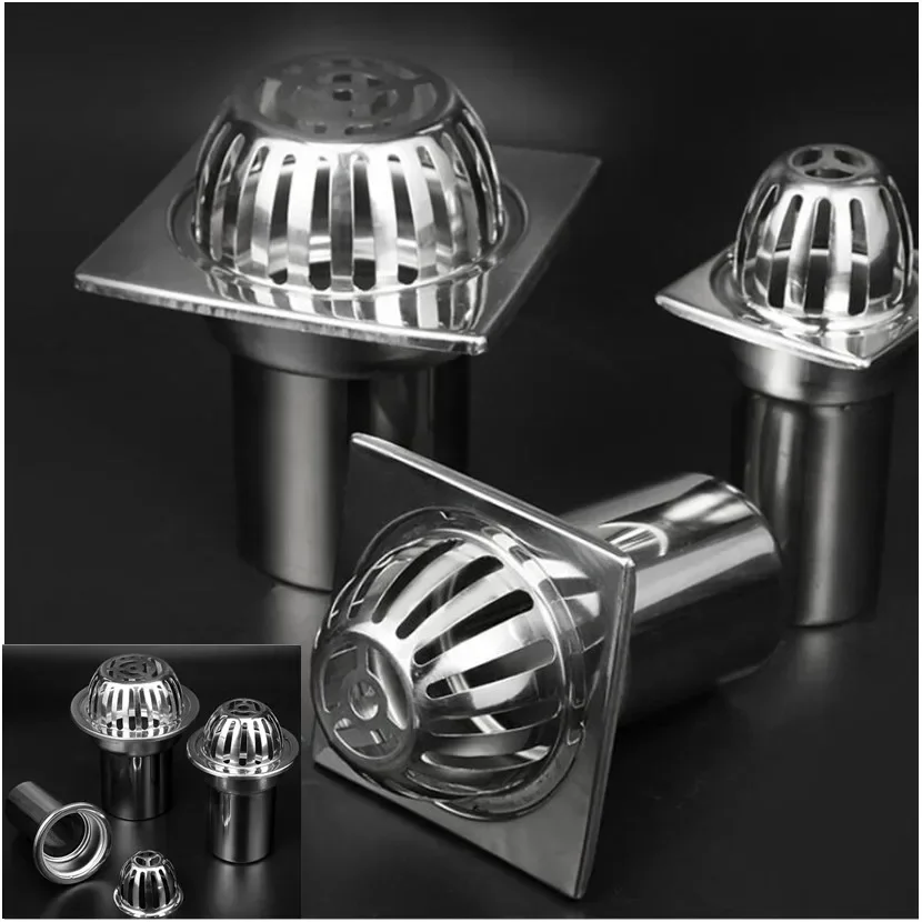 Stainless steel balcony roof  large displacement anti-blocking floor drain outdoor rain bucket drainage floor drain