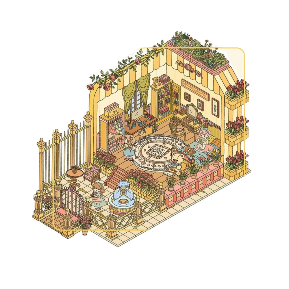 European Princess 3D Scene Stickers Plus Size Stacking and Pasting Landscape Making Sticker Scrapbook PET Stationery Sticker