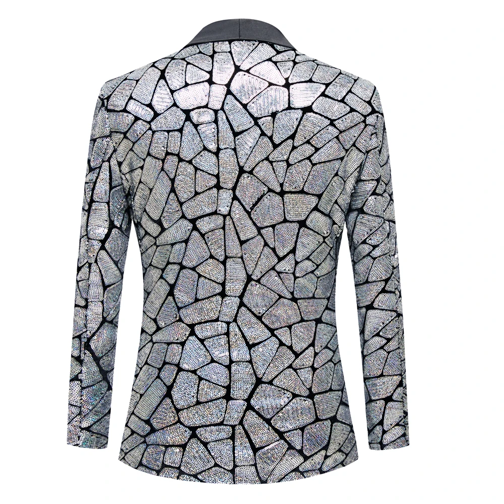 Costume à paillettes réfléchissantes colorées pour hommes, haut Slim Fit, smoking de marié, veste de fête, manteau Terno Masculino