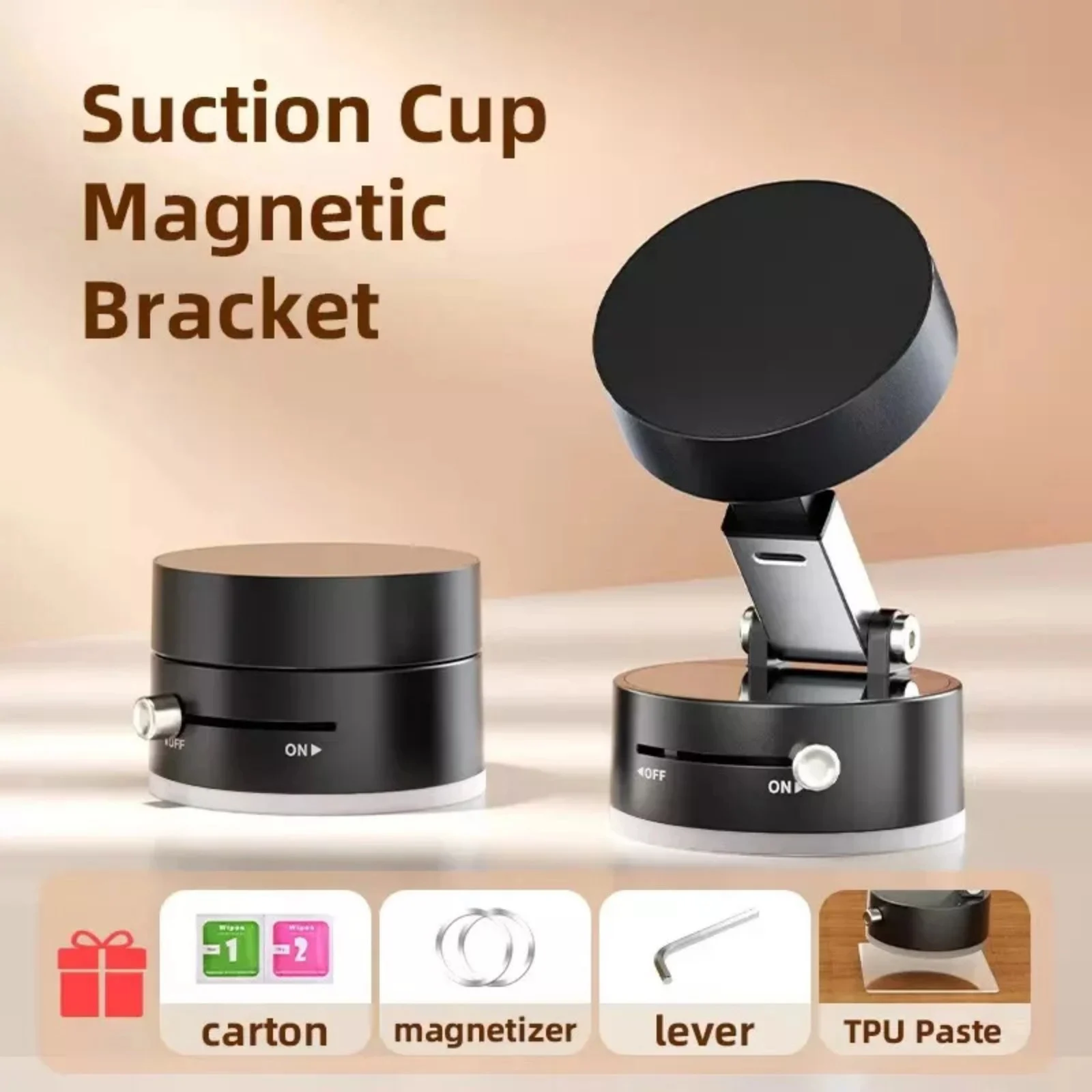 Vacuum Magnetic Car Phone Holder 360° Rotation Dashboard Windshield Mount Strong Suction One-Button Release for All Phones