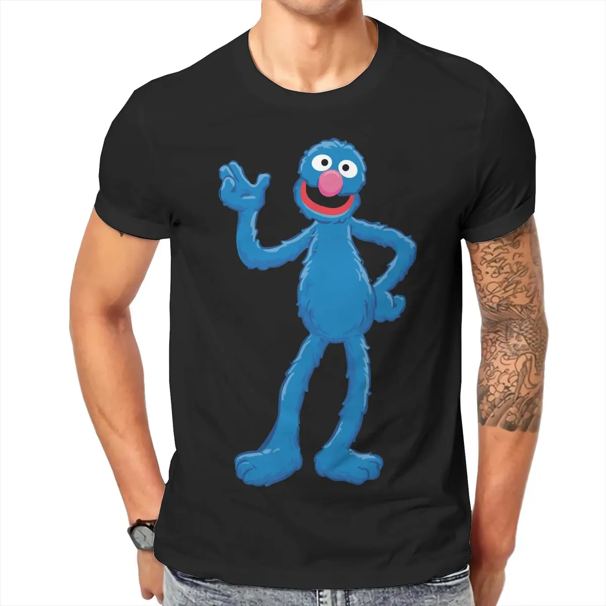 Men Sesame Streets T-Shirt Fashion Style Cookie Monster Hipster Ofertas O Neck Graphic Tshirt