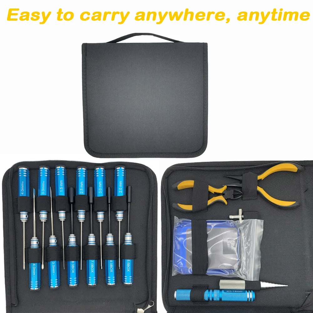 RC Tools Kits 18 in 1 Screwdriver Pliers Hex Sleeve Socket Spanner Repair Box Set for Repairing RC Airplanes Rc Car Model Toys