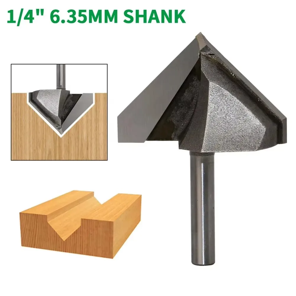 

1PC 1/4" 6.35MM Shank Milling Cutter Wood Carving 90 Degree V Groove Sign Lettering V-Groove V Grooving Router Bit 1-3/4"x 30mm